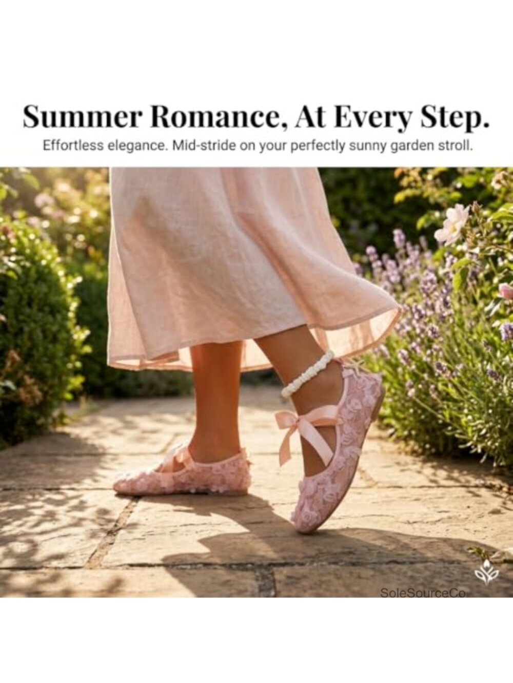 Lace Ballet Flats with 3D Rose Flowers & Ribbon Bowknot, Breathable Mesh Mary - Picture 6 of 6